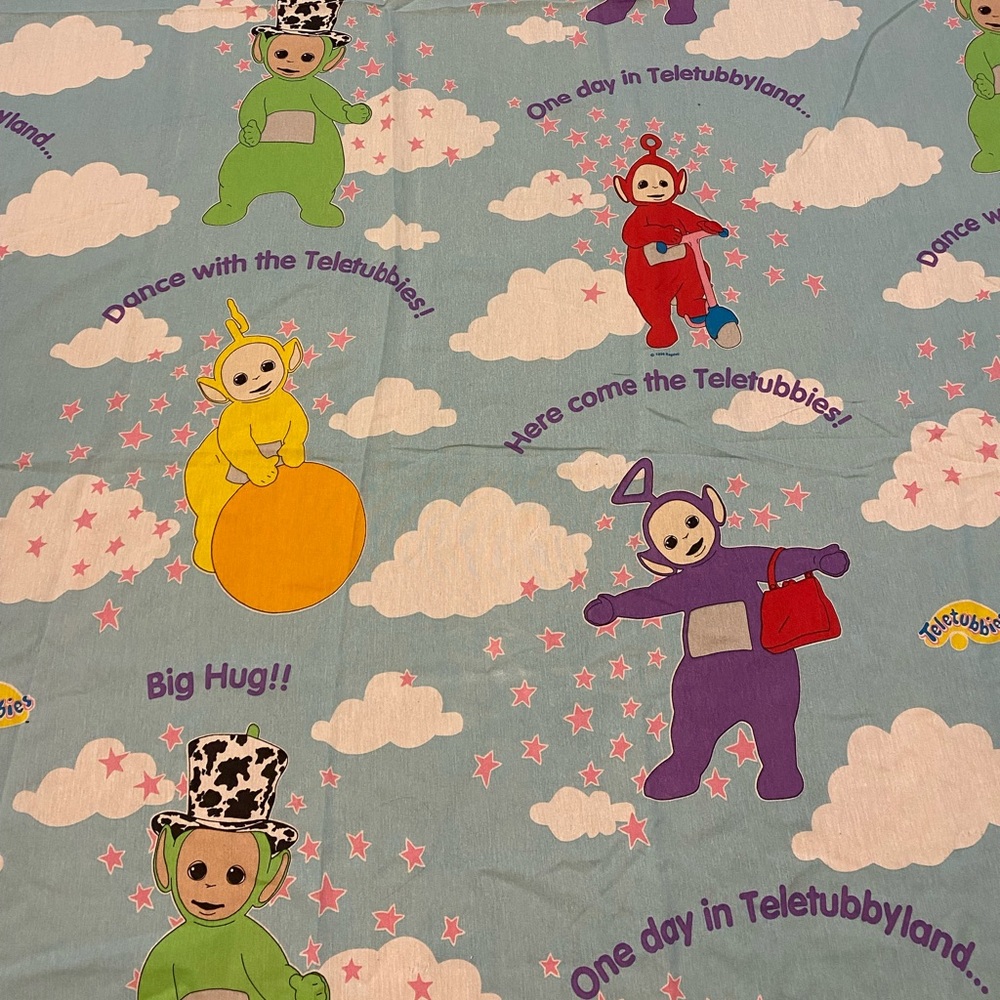 VINTAGE 1998 Ragdoll Teletubbies Twin Bed Flat Sheet